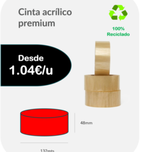 Cinta acrílico premium Transparente 132mts