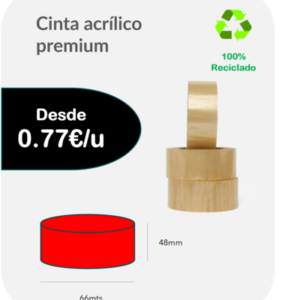 Cinta acrílico premium Miel 66mts