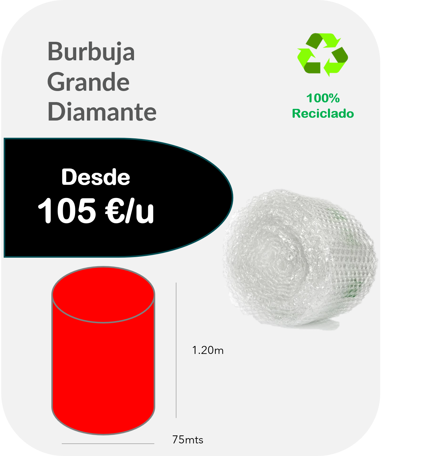 Burbuja grande diamante 1.20m x 75mts