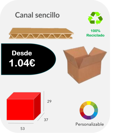 Caja 53x29x37 cm Canal sencillo