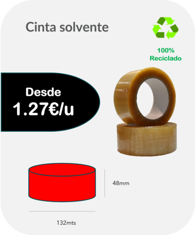 Cinta solvente transparente 48mm x 132 mts