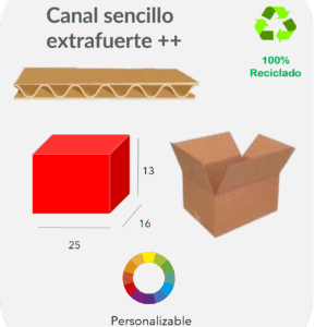 Caja 25x16x13 cm Canal sencillo extrafuerte ++