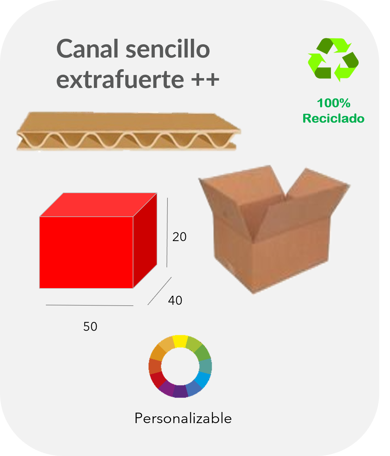 Caja 50x40x20 cm Canal sencillo extrafuerte