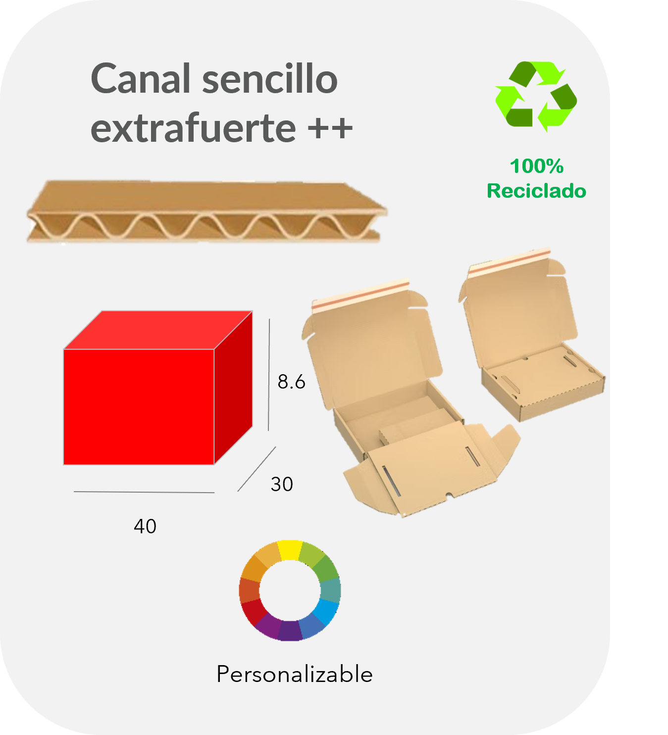 Caja para ordenadores portátiles 40x30x8.6 cm (laptop 13" - 16") Canal sencillo extrafuerte