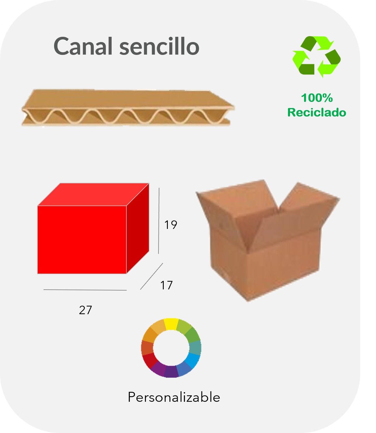 Caja 27x17x19 cm Canal sencillo