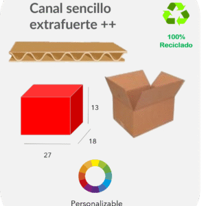 Caja 27x18x13 cm Canal sencillo extrafuerte ++